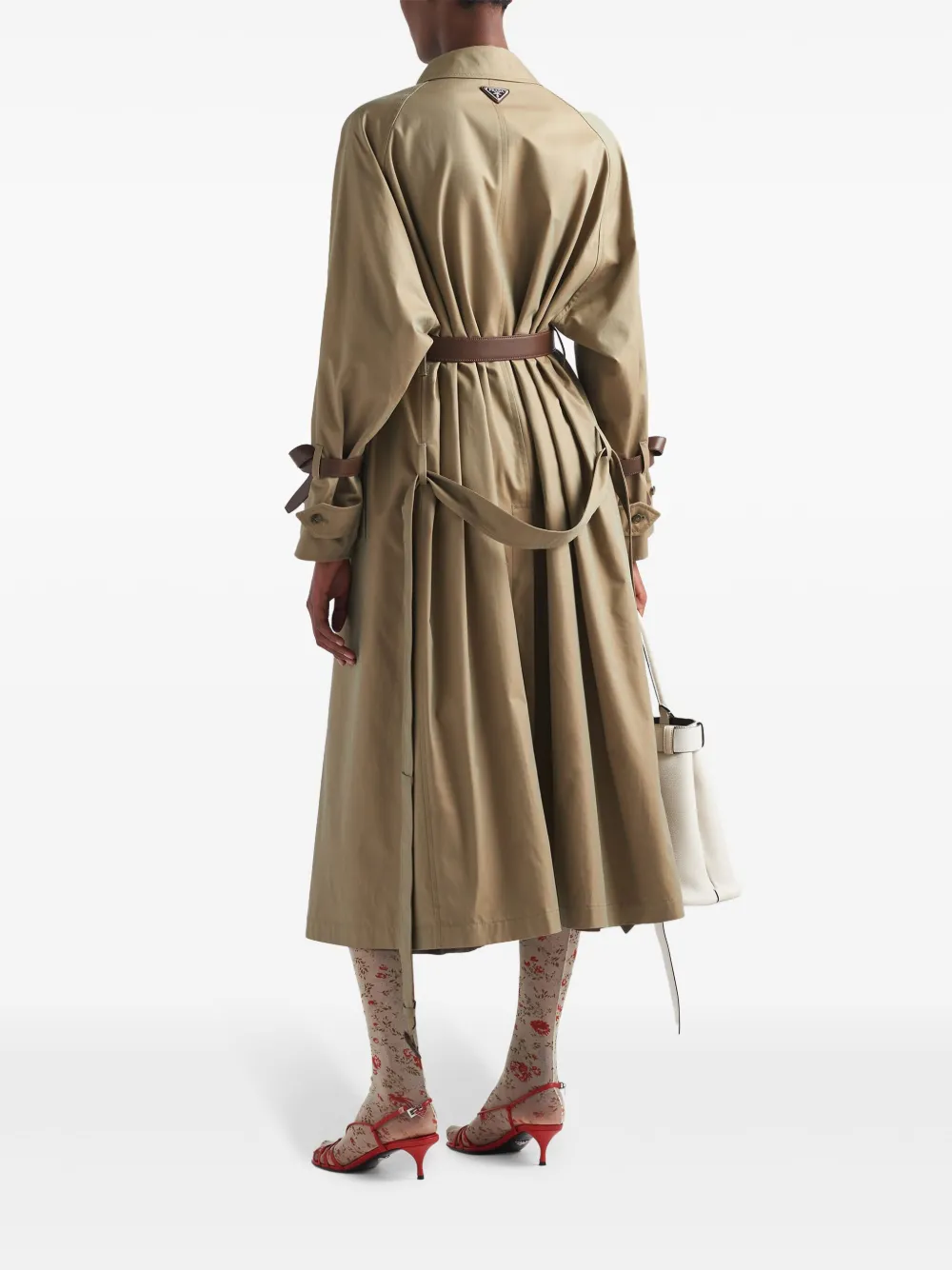 Shop Prada Belted Trench Coat In Neutrals