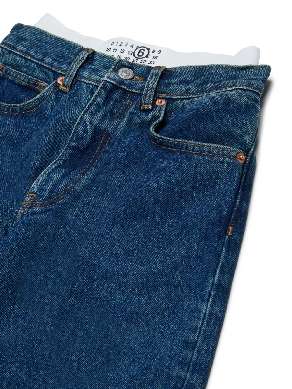 MM6 Maison Margiela Kids Jeans met dubbele tailleband en wijde pijpen Blauw