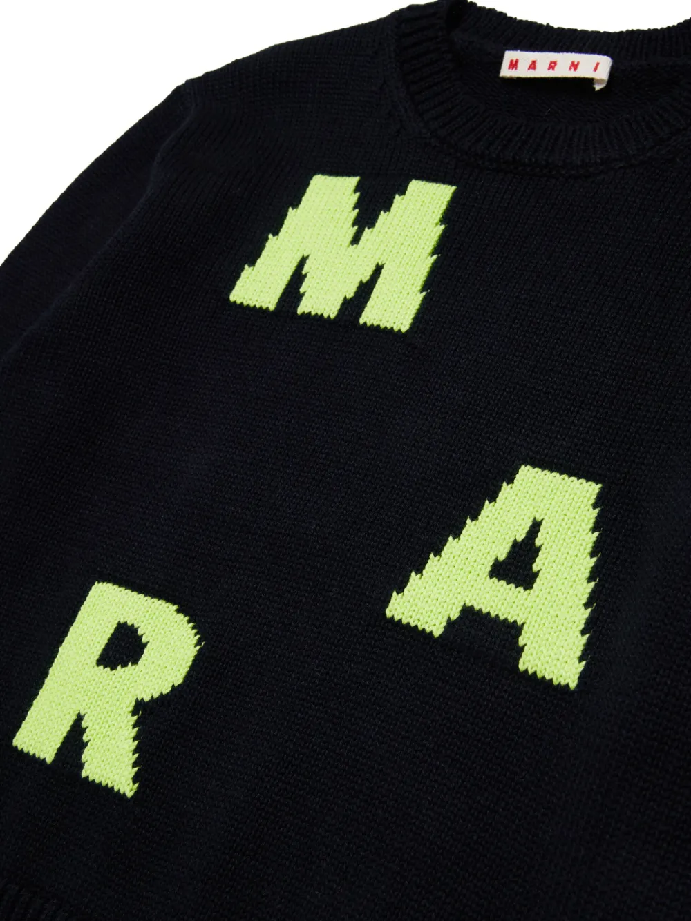 Marni Kids Logo intarsia trui met ronde hals Zwart