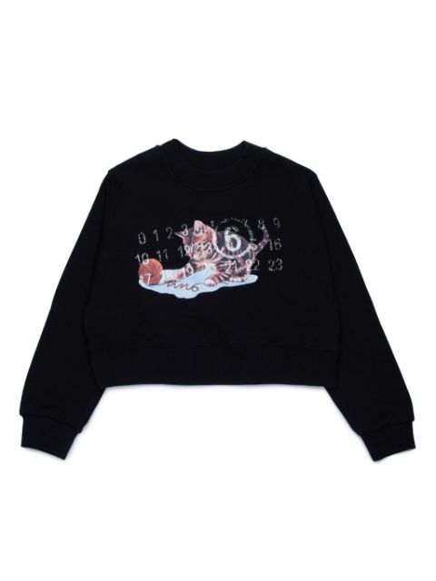 MM6 Maison Margiela Kids cat-print cotton sweatshirt