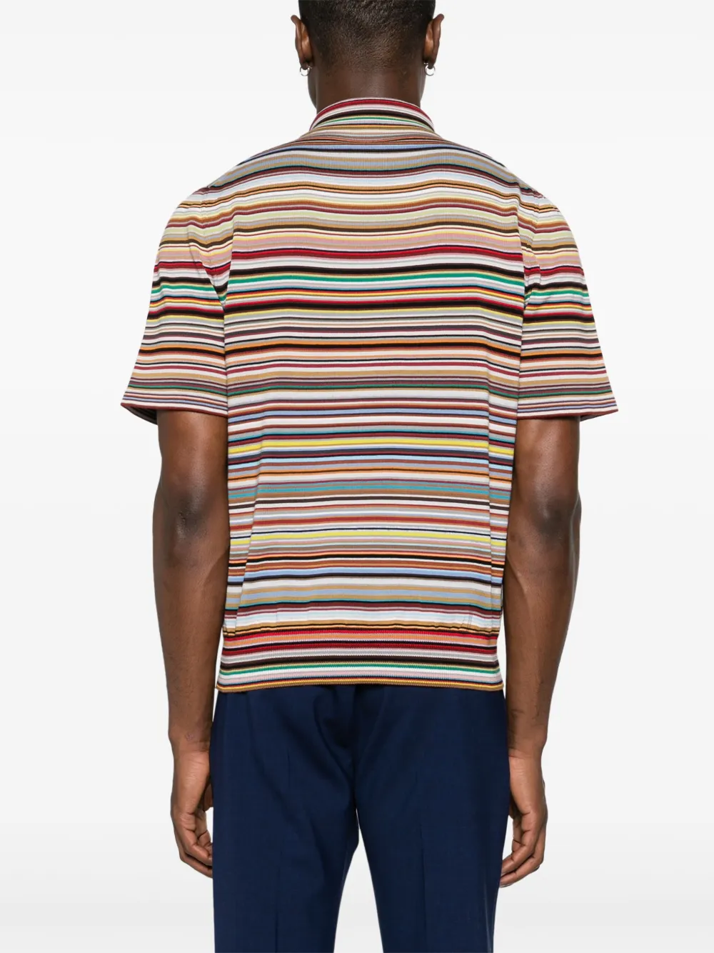 PAUL SMITH RAINBOW STRIPE-PATTERN POLO SHIRT