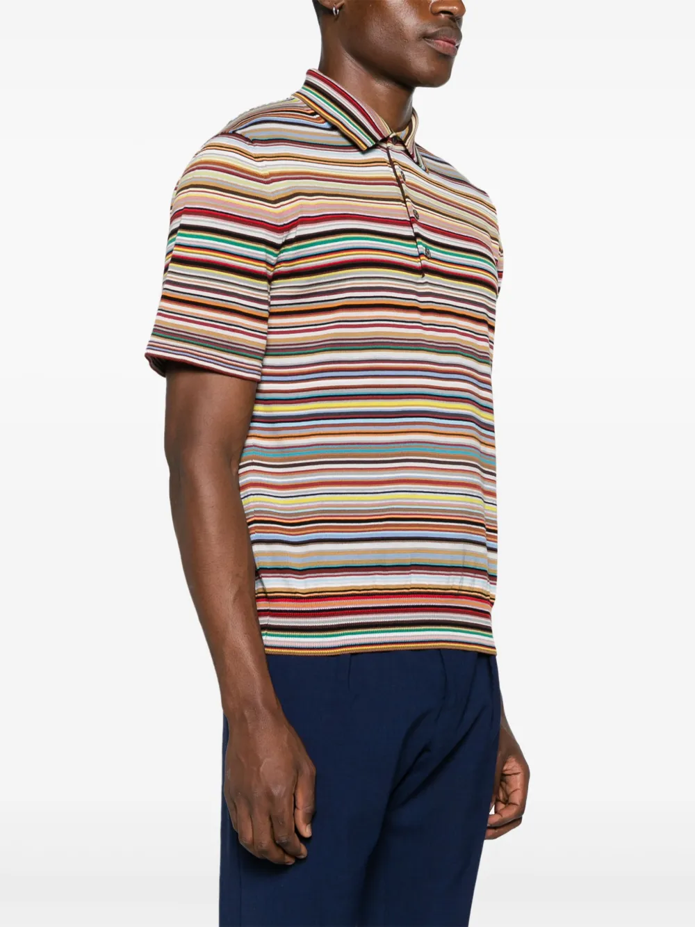 PAUL SMITH RAINBOW STRIPE-PATTERN POLO SHIRT