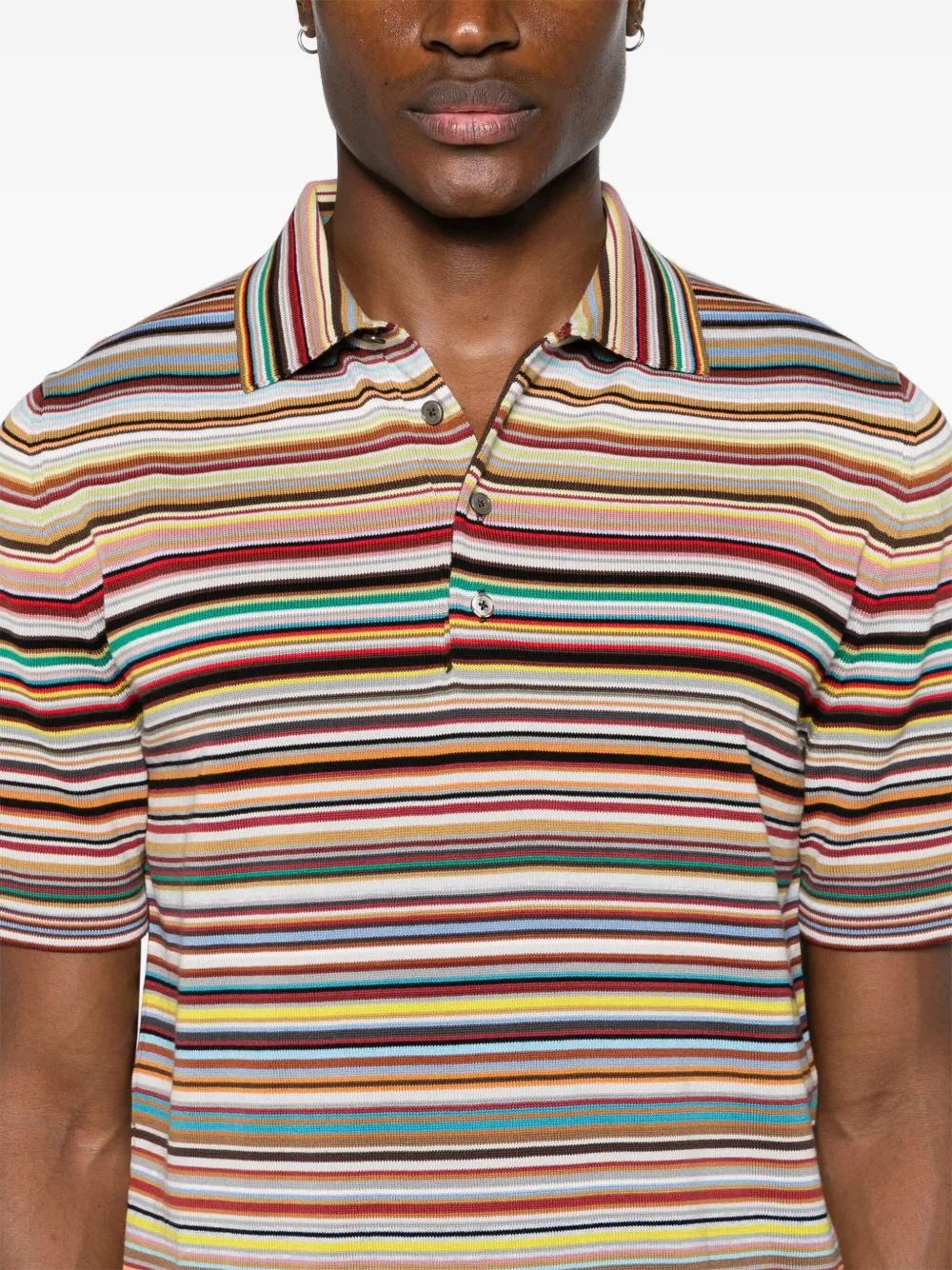 PAUL SMITH RAINBOW STRIPE-PATTERN POLO SHIRT