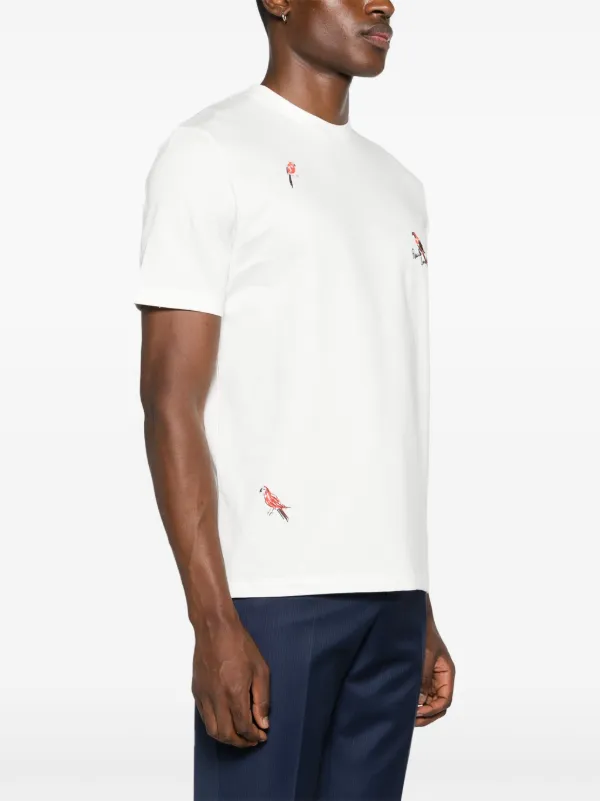 Paul Smith bird-embroidered Organic Cotton T-shirt | White