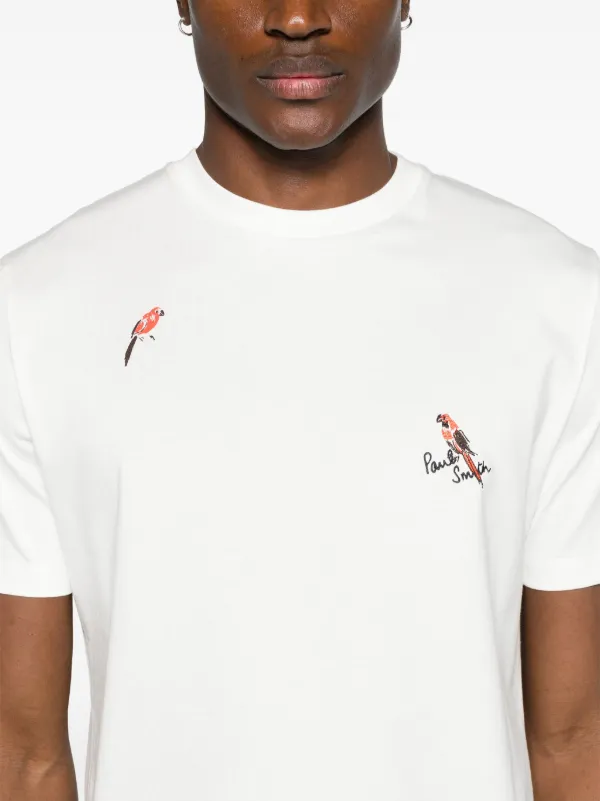 Paul Smith bird-embroidered Organic Cotton T-shirt | White