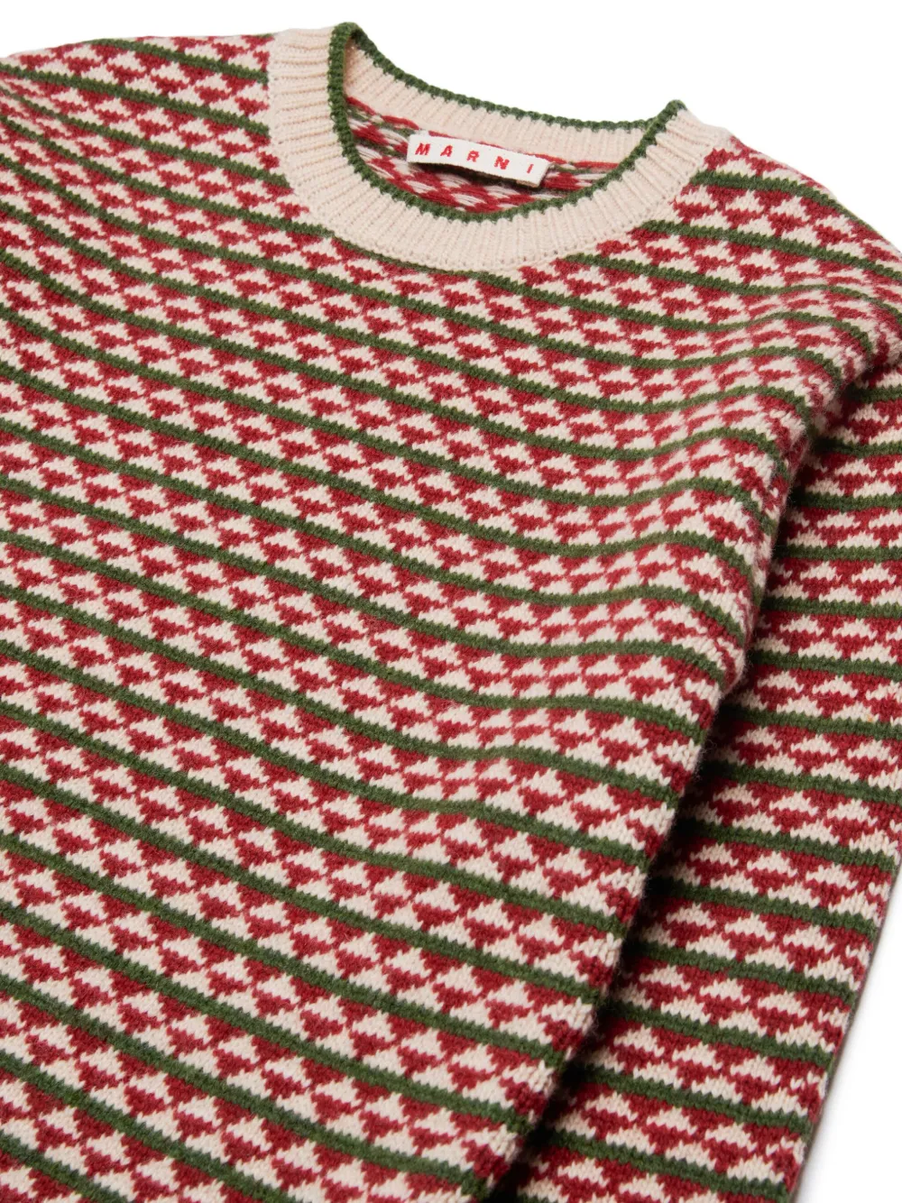 Marni Kids Geometrisch gebreide trui van wolblend Rood