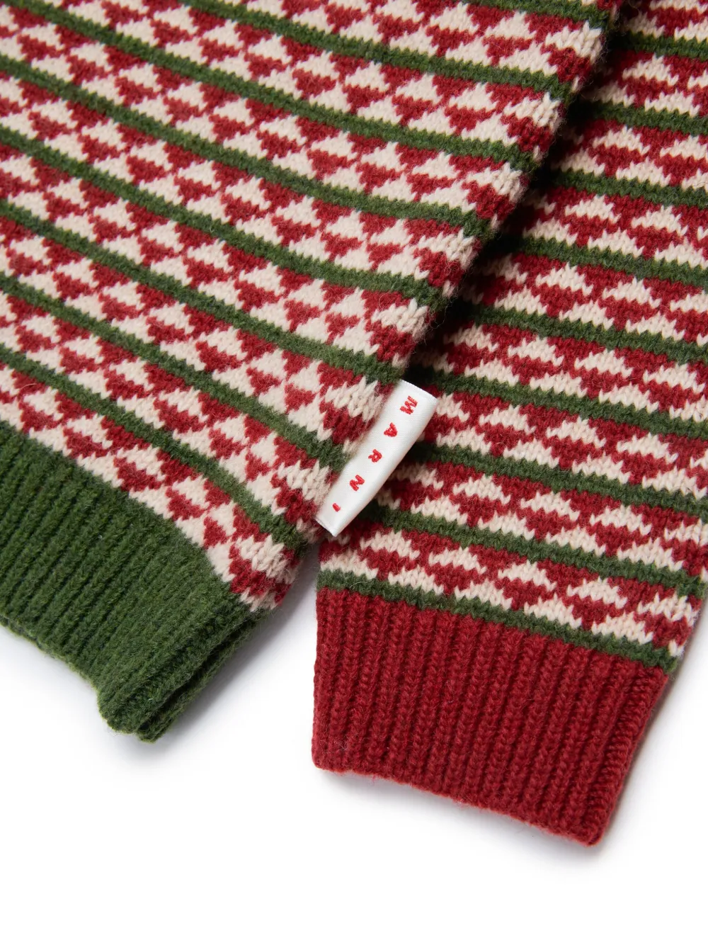 Marni Kids Geometrisch gebreide trui van wolblend Rood