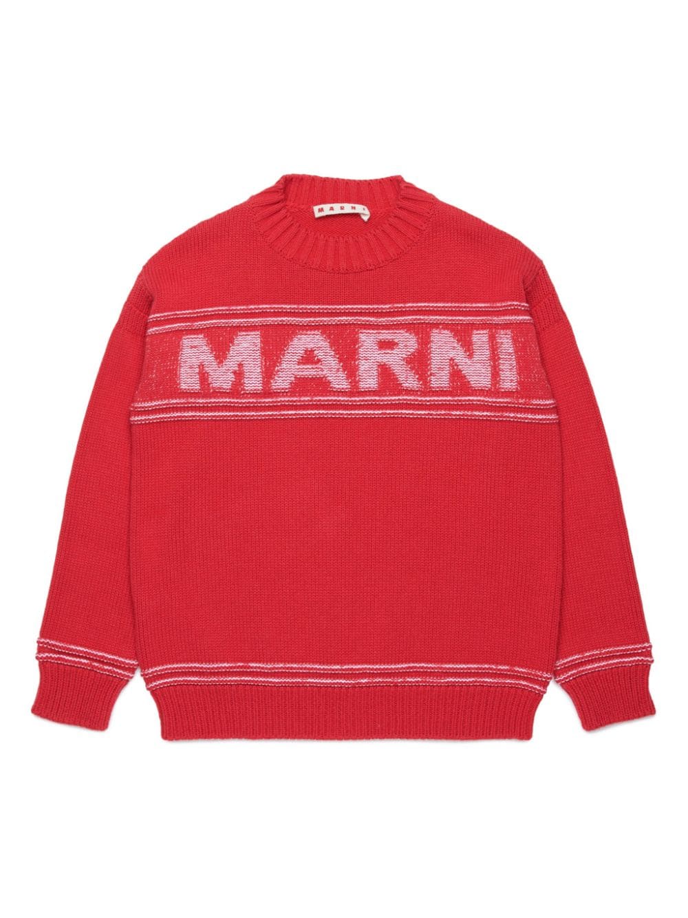 Marni Kids' Intarsia-logo Knitted Jumper In Red