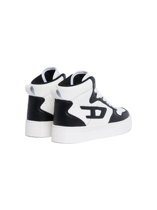 Diesel Kids Ukiyo lace-up Leather Sneakers Black FARFETCH IN