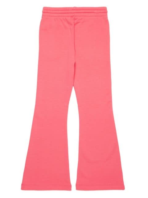 logo-embroidered fleece bootcut trousers