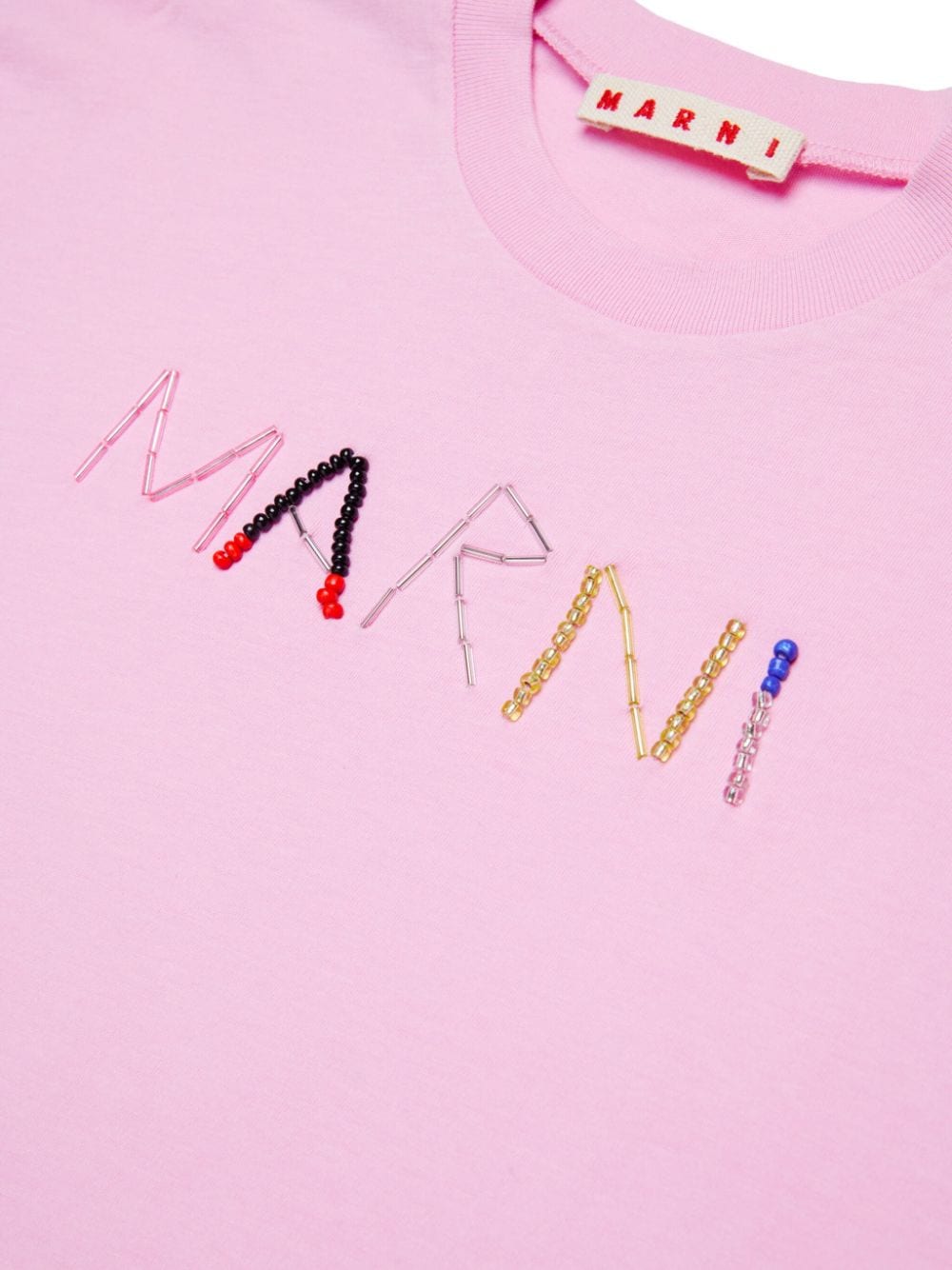 Shop Marni Logo-embellished Cotton T-shirt In Pink