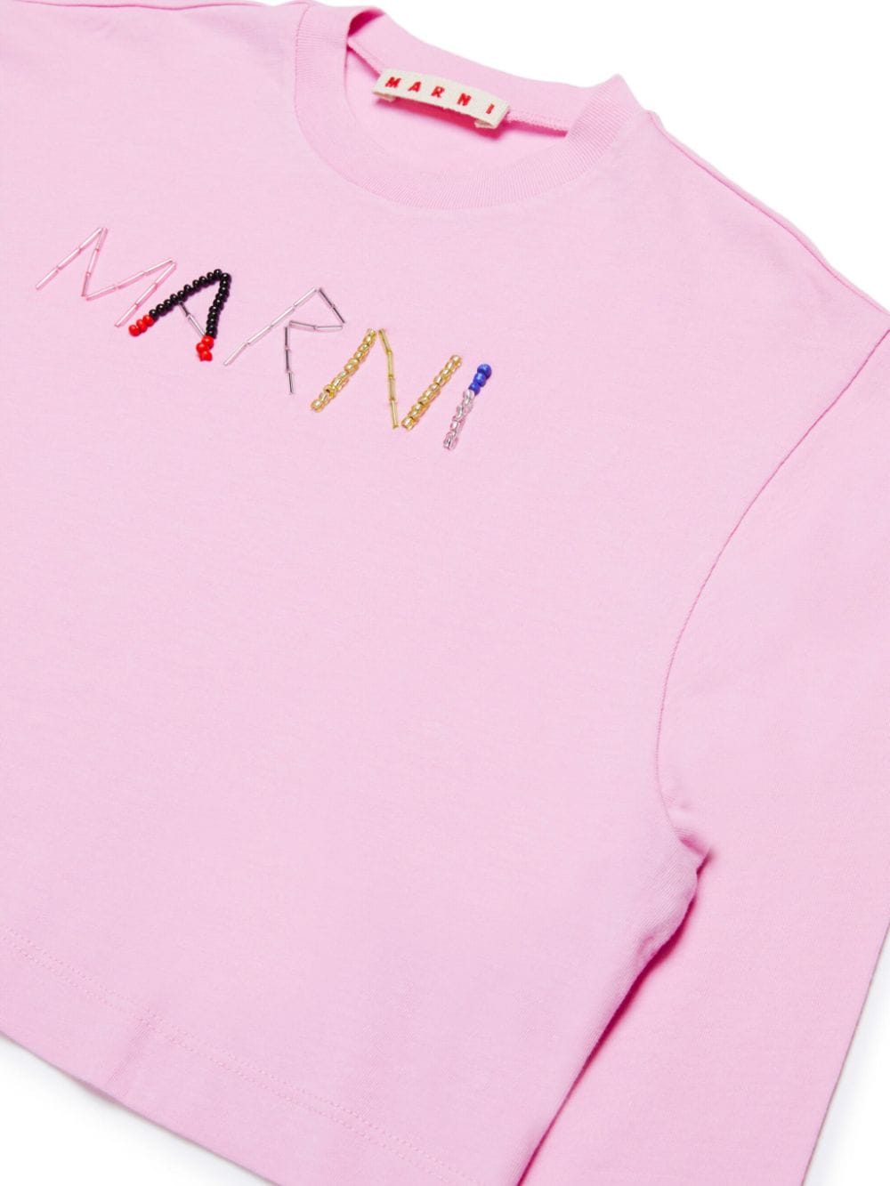 Shop Marni Logo-embellished Cotton T-shirt In Pink