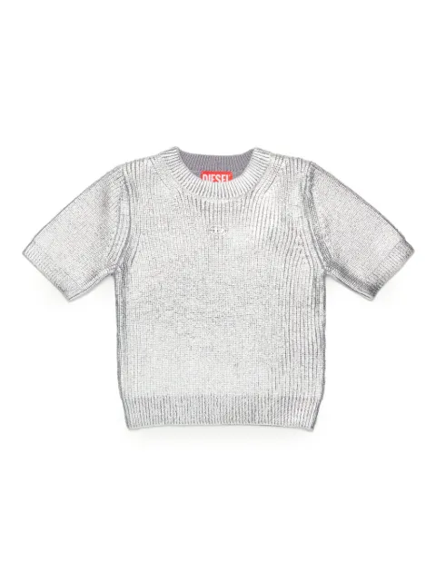 Diesel Kids metallic-sheen ribbed-knit top