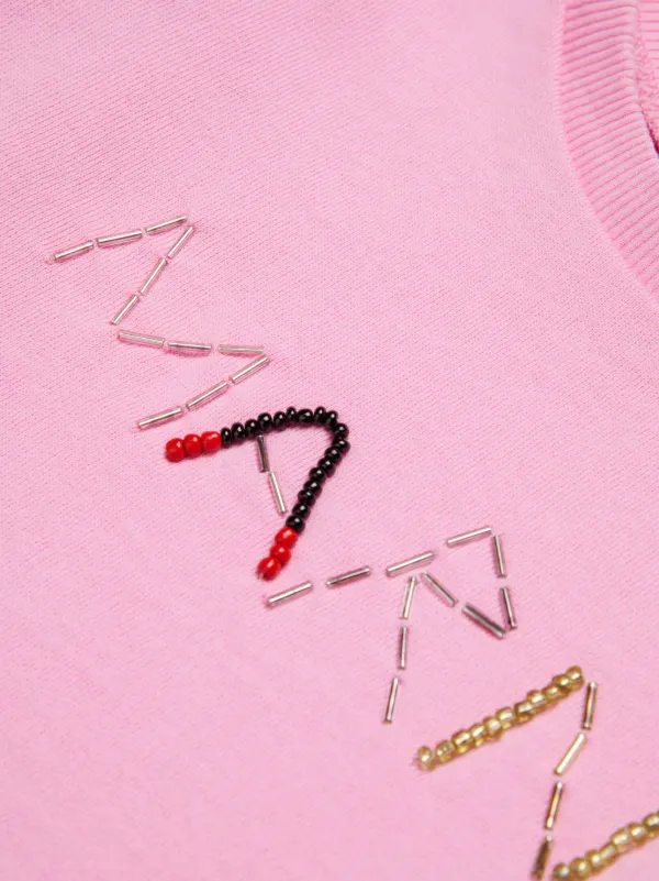 MARNI ピンク ロゴトレーナー Marni Kids ビーズ スウェットシャツ | ピンク | FARFETCH JP