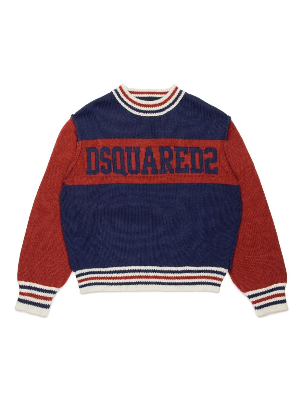 Shop Dsquared2 Intarsia-knit Logo Jumper In Blue