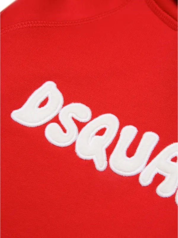 DSQUARED2 KIDS logo embroidered Cotton Hoodie Red FARFETCH ZA