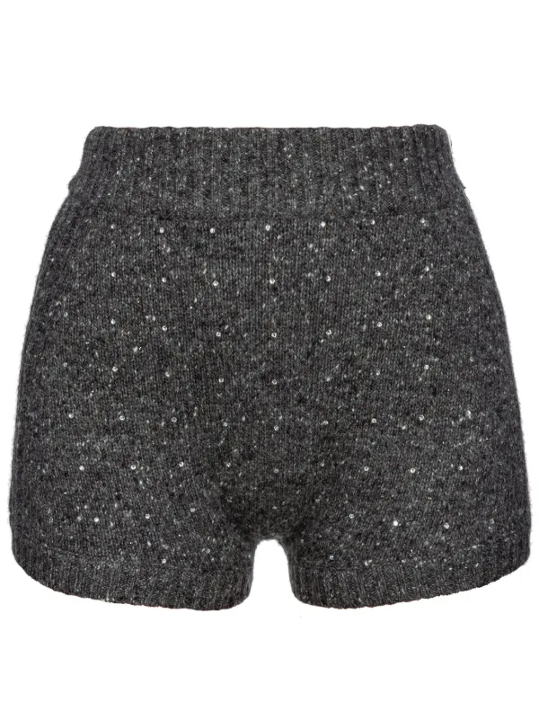PINKO sequin-embellished Knitted Shorts | Grey | FARFETCH JO