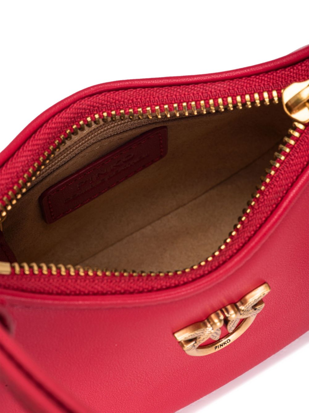 Shop Pinko Love Birds Leather Bag In Red