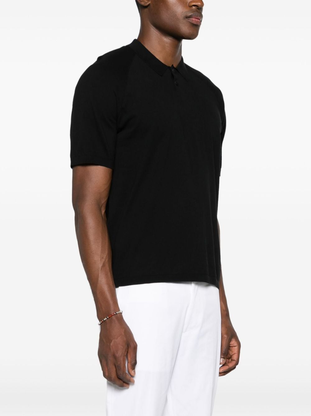 Shop Transit Fine-knit Cotton Polo Shirt In Black