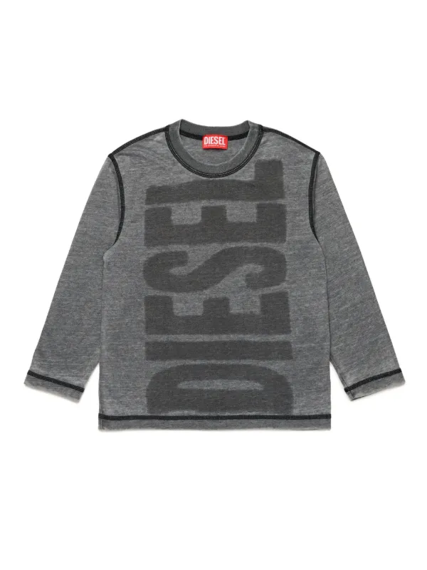 関税込【DIESEL】JusX90 long sleeve T-shirt★Grey★ロゴ入り T-JUST-LS-D Man: Long-sleeve T-shirt with logo patch | Diesel