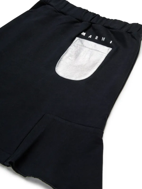 Marni Kids logo-print flared-hem Skirt | Black | FARFETCH AO
