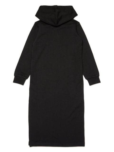 Oval D-embroidered hooded dress