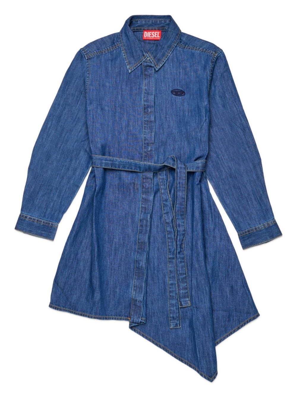 Diesel Kids asymmetric long-sleeve dress Blauw