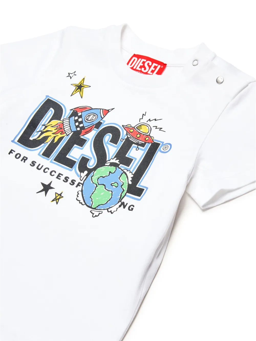 Diesel Kids Katoenen T-shirt met logoprint Wit