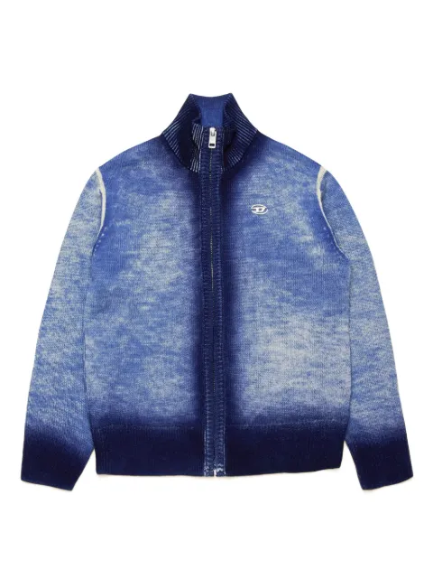 Diesel Kids sprayed-finish zip-up cardigan