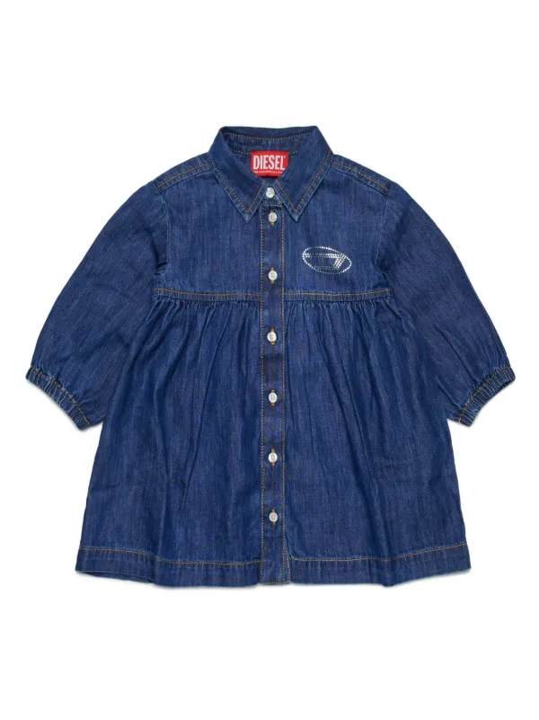 Diesel Kids logo embroidered Denim Shirt Dress Farfetch