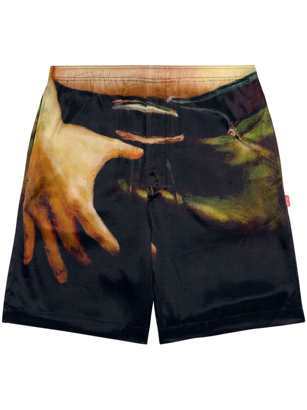 Diesel All-over Painting Shorts In Black