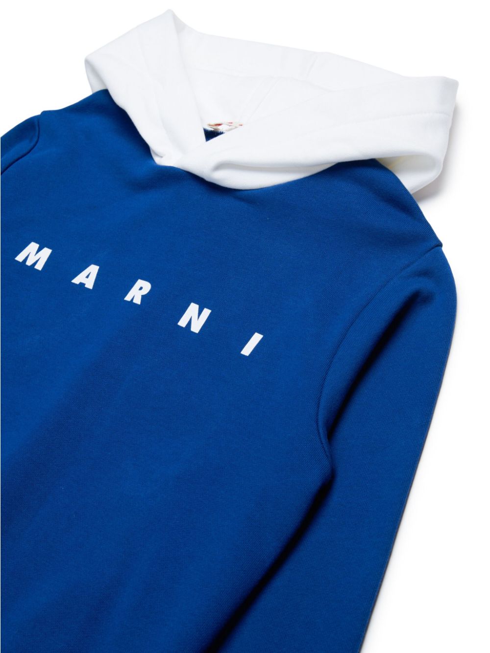 Shop Marni Logo-print Cotton Hoodie In Blue