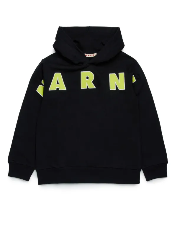 Marni Kids logo-print Cotton Hoodie | Black | FARFETCH