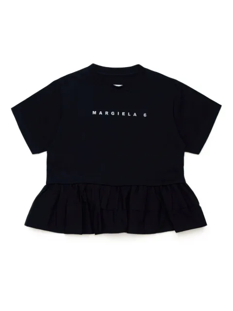 MM6 Maison Margiela Kids logo-print ruffled-detail T-shirt 