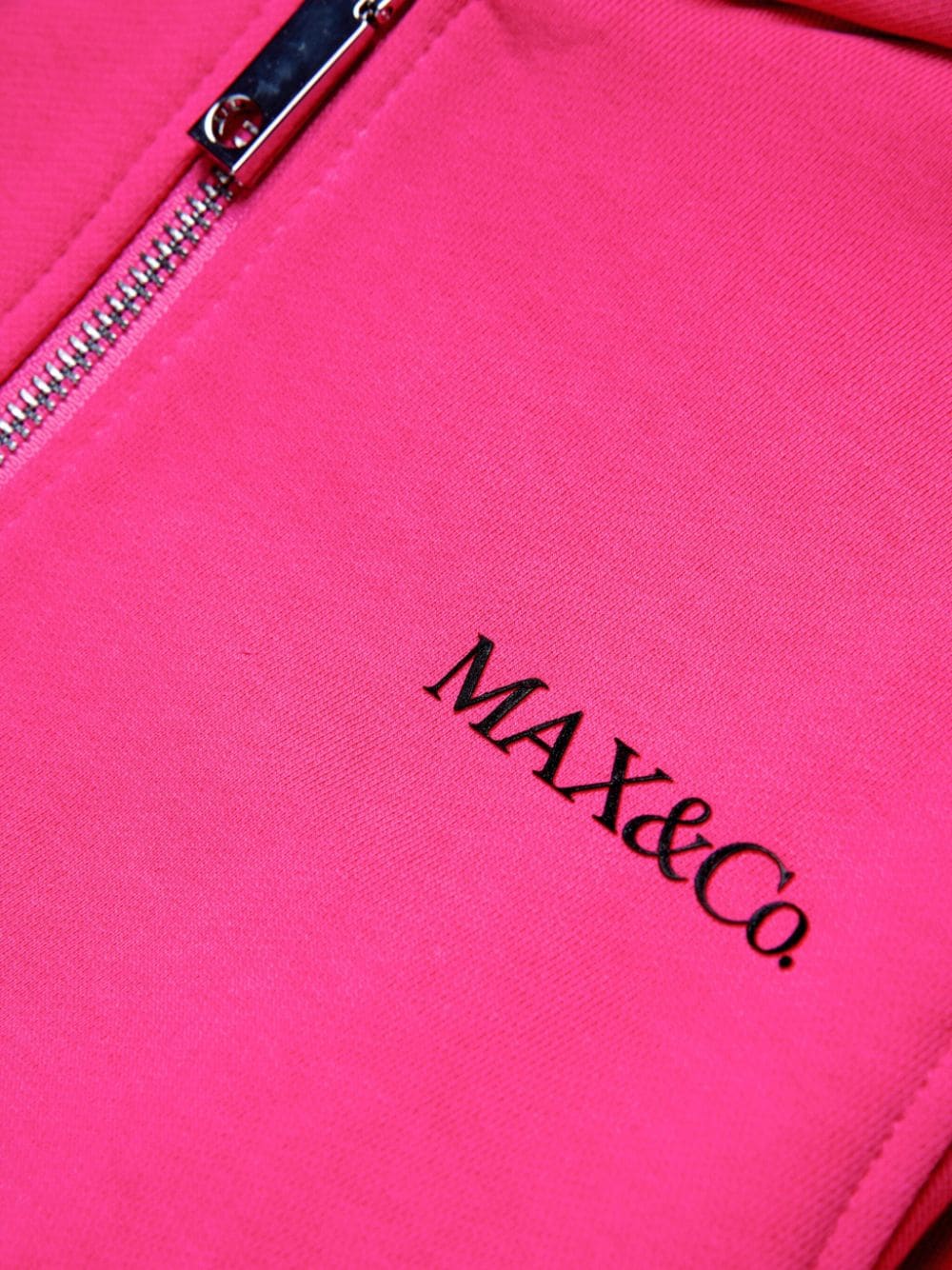 Shop Max & Co Logo-print Zip-up Cotton Hoodie In Pink