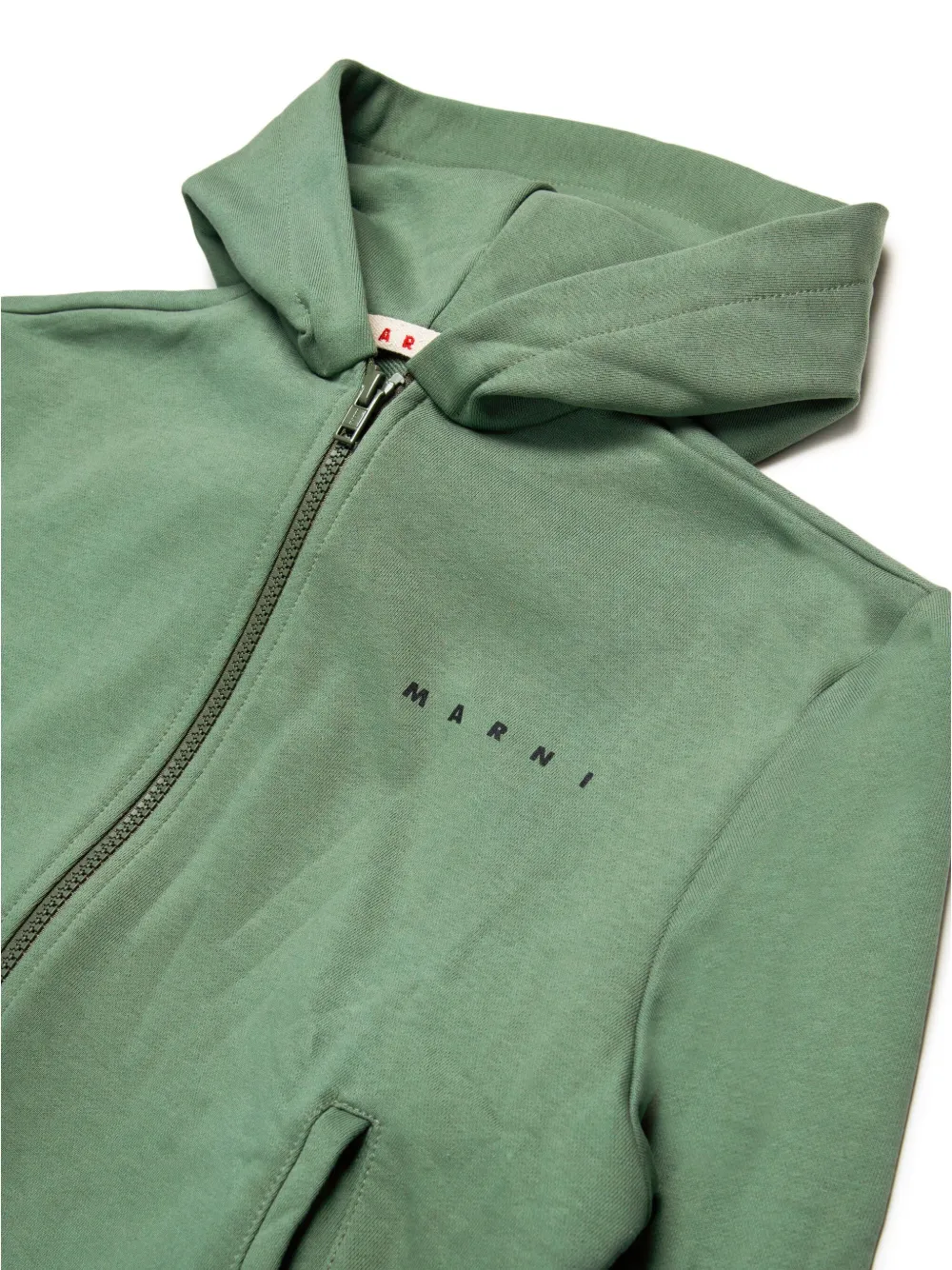 Marni Kids Hoodie met logoprint en rits Groen