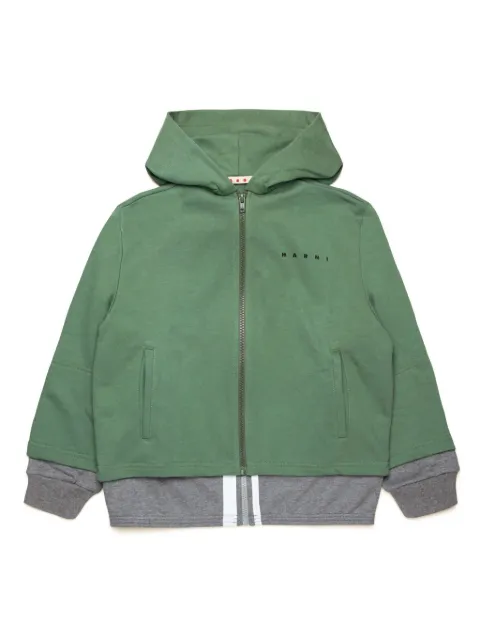 Marni Kids logo-print zip-up hoodie
