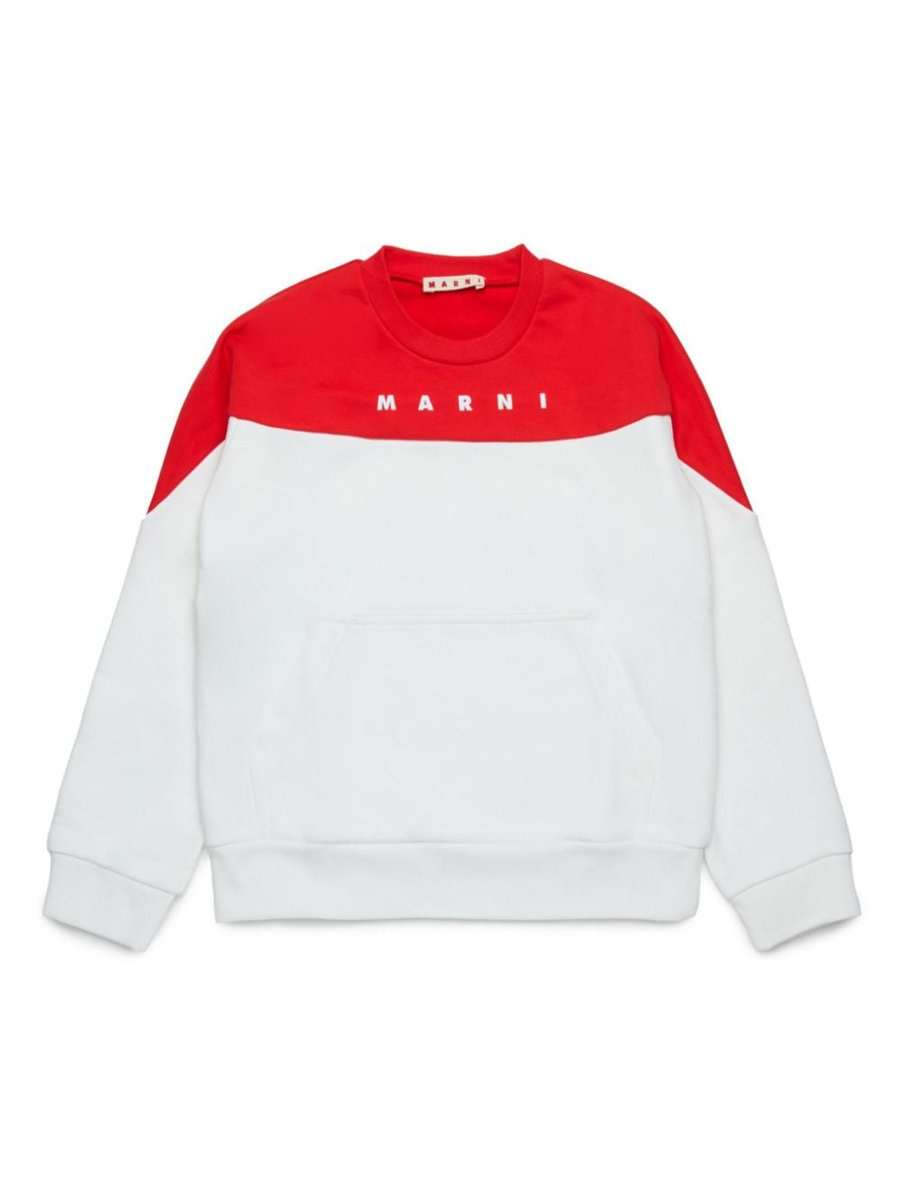 Marni Kids' Logo-print Two-tone Sweatshirt In White