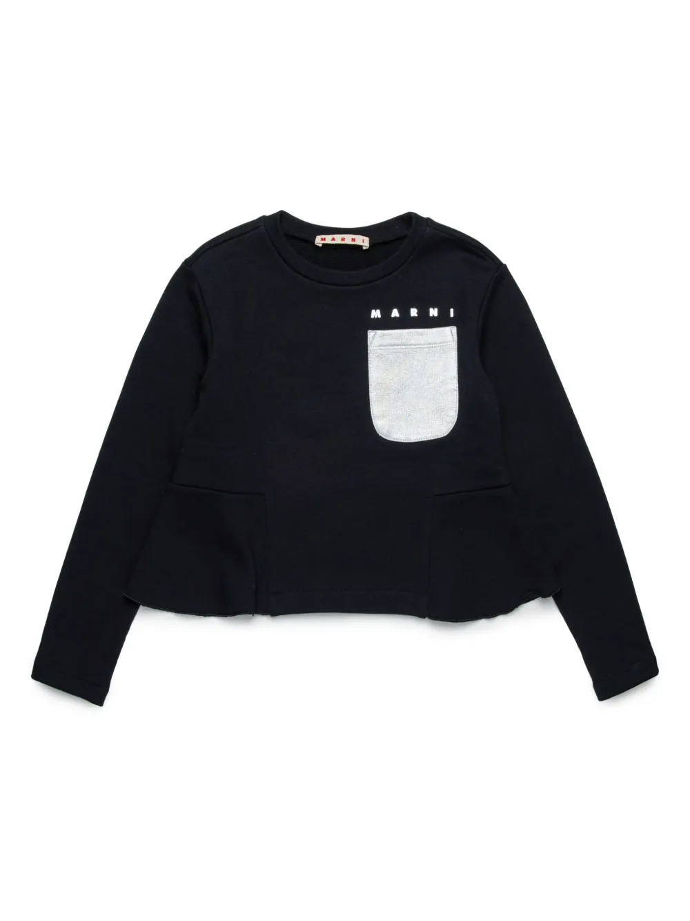 Marni Kids ruffled-hem cotton T-shirt - Nero