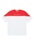 Marni Kids logo-print two-tone T-shirt - White