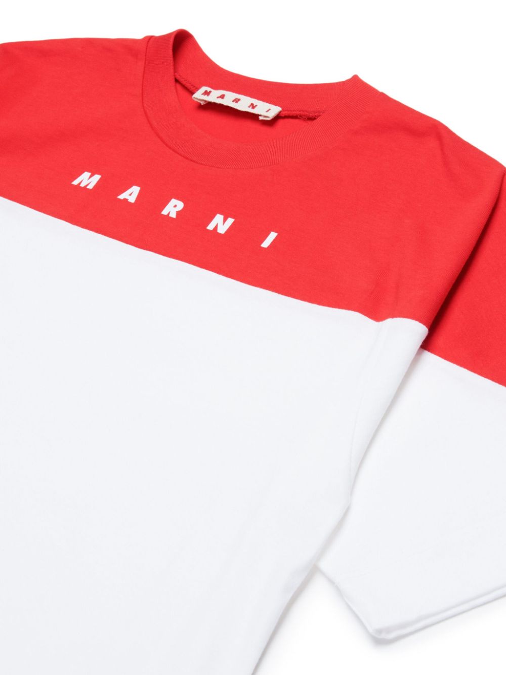 MARNI LOGO-PRINT TWO-TONE T-SHIRT 