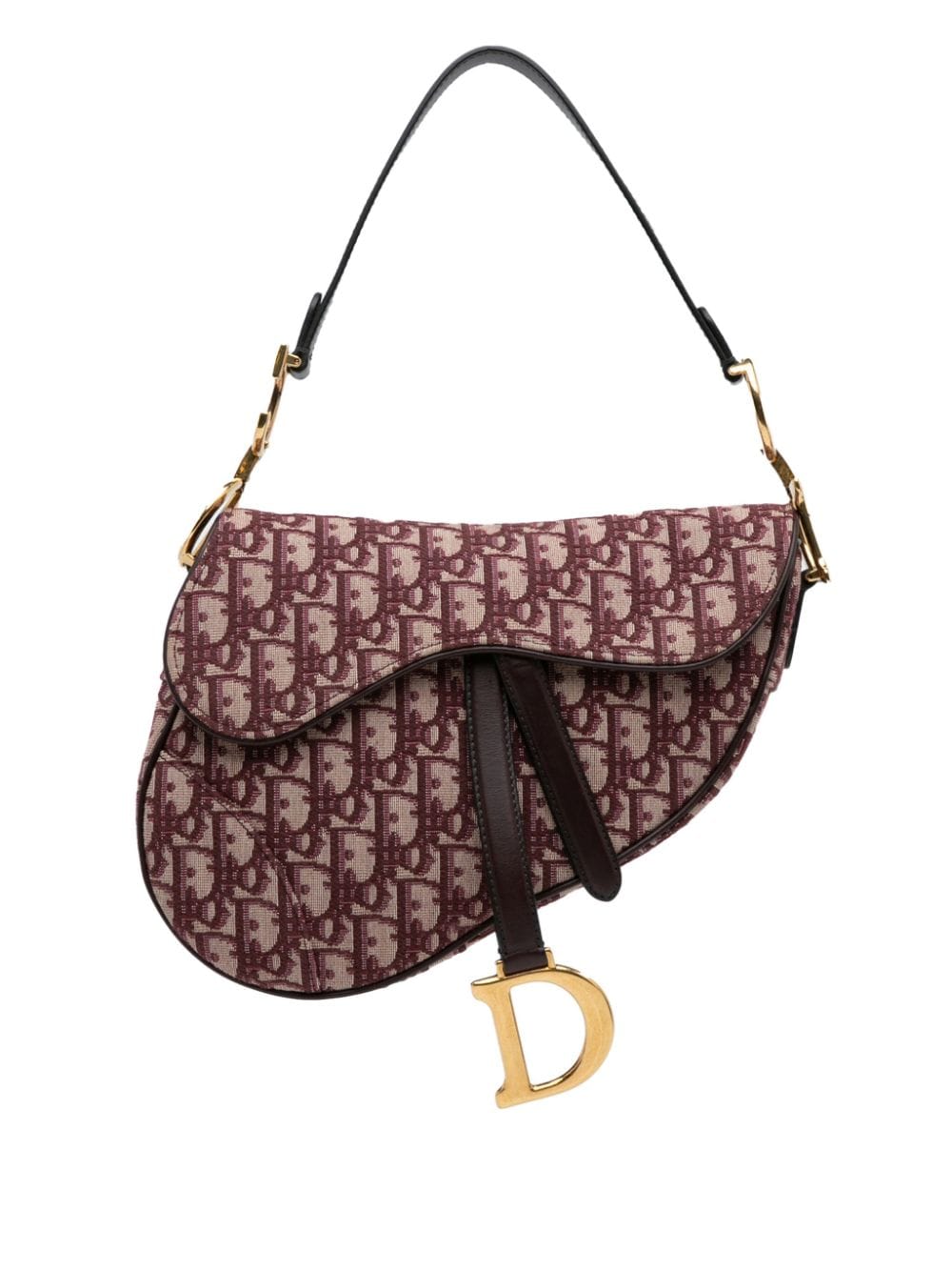 Pre-owned Dior 2018 Medium Oblique Saddle Shoulder Bag In Red