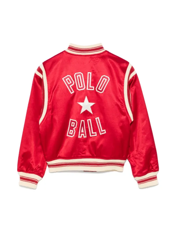 POLO RALPH LAUREN KIDS Satin Varsity Jacket Red FARFETCH UK