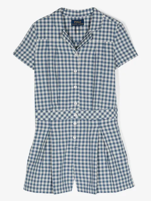 POLO RALPH LAUREN KIDS ginghamrutigt playsuit