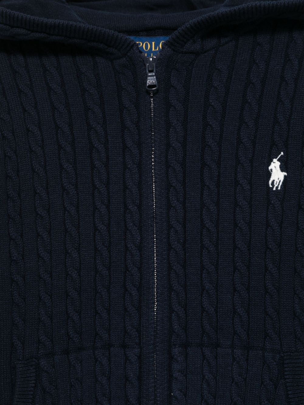 Shop Ralph Lauren Cable-knit Hoodie In Blue