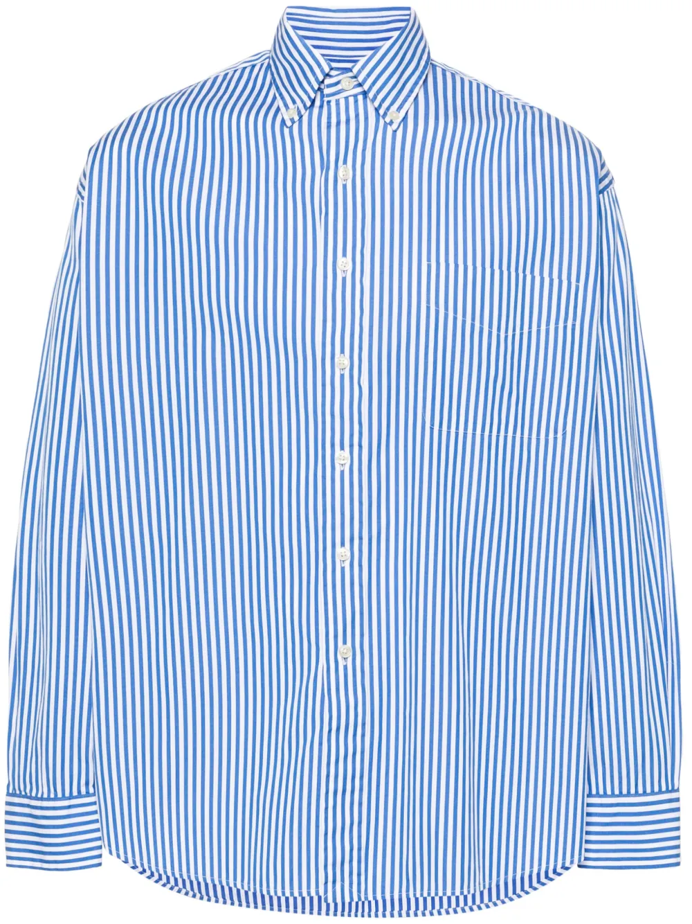 pinstriped button-up shirt