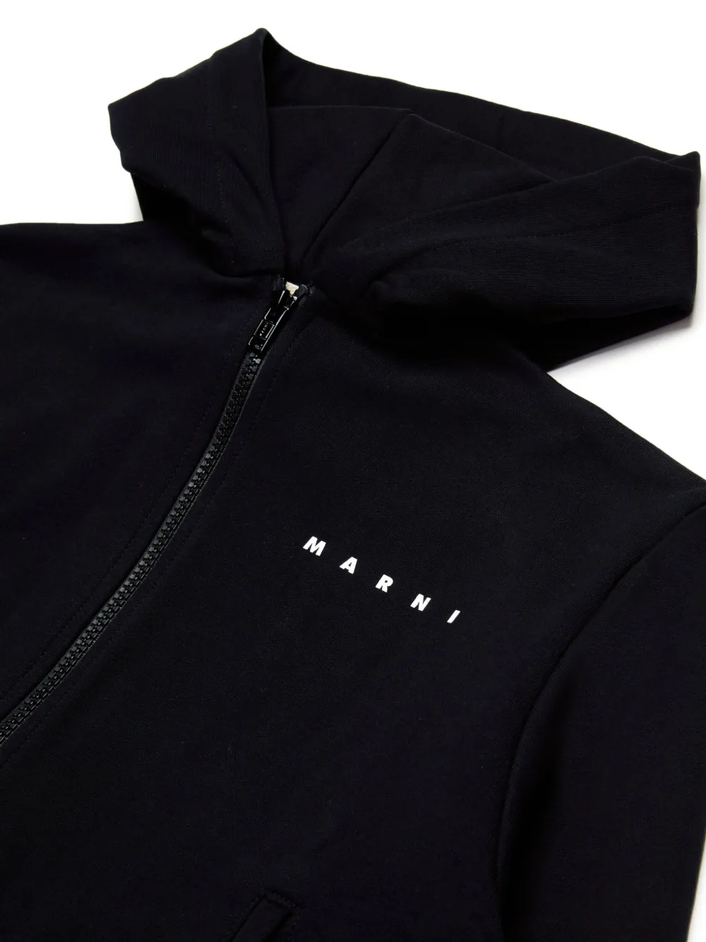 Marni Kids Katoenen hoodie met rits Zwart