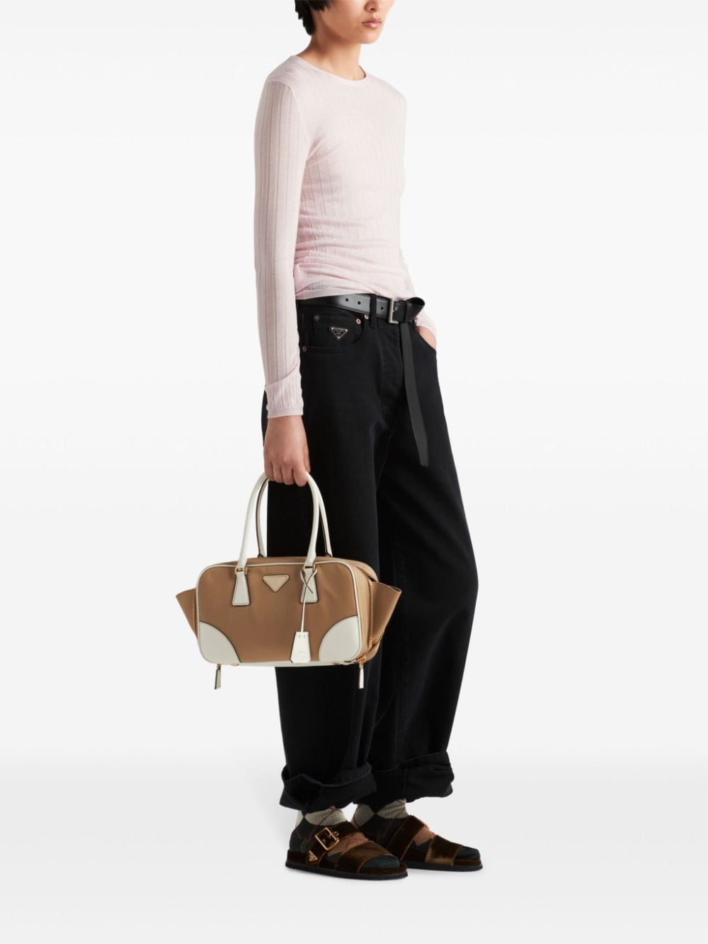 Shop Prada Ribbed-knit Top In Pink