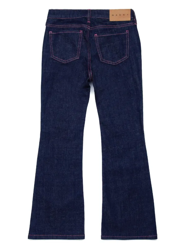 【関税&送料込み】Marni Blue Cotton Jeans Marni Kids logo-patch cotton-blend Jeans | Blue | FARFETCH
