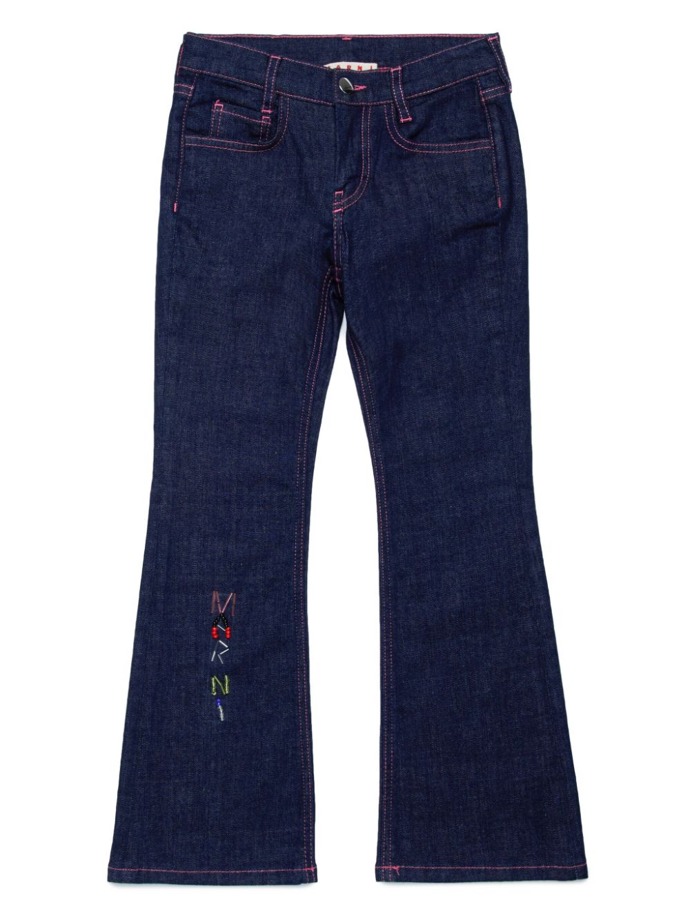 Image 1 of Marni Kids logo-patch cotton-blend jeans